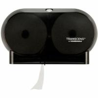 Transcend Mini Smart-Core Twin Tissue Dispenser - Roll Dispenser - 11" Height x 13" Width x 5.3" Depth - Matte Black - Hygienic, Micro Textured, Lockable, Fingerprint Resistant, Auto Shift - 4 / Case