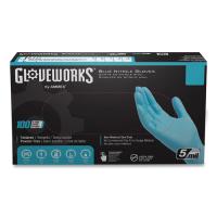 GLOVEWORKS Industrial Nitrile Gloves, Powder-Free, Large, 5 mil Thick, 9.5" Long, Blue, 100/Box, 10 Boxes/Carton