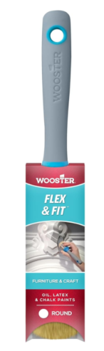 Wooster Flex and Fit Series 8714Chalk Paint Brush, 1-1/2 in W,Round Brush, 2 in L Bristle,Polyester Bristle