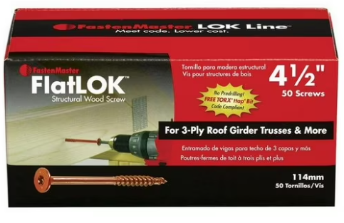 4 1/2"  FLATLOK FLATHEAD SCREWS- 50PK