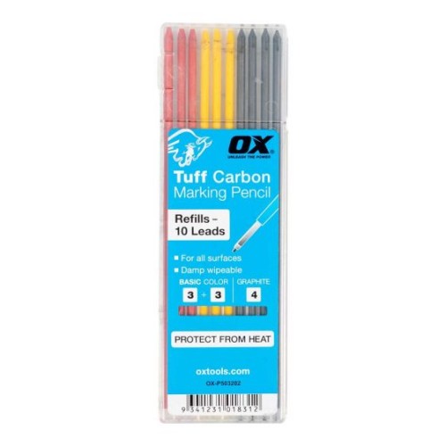 TUFF CARBON PENCIL LEAD BASIC COLOUR & GRAPHITE LED 10 PACK