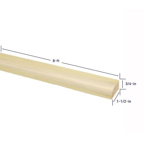 Poplar 1x2 S4S 3/4 x 1.1/2 x 8'
