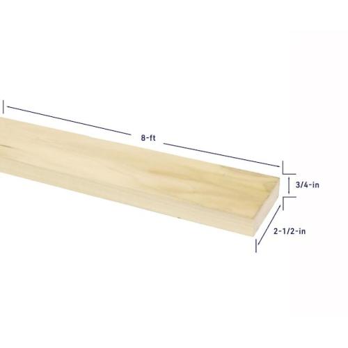 Poplar 1x3 S4S 3/4 x 2.1/2 x 8'