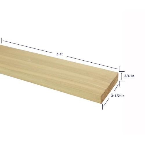 Poplar 1x4 S4S 3/4 x 3.1/2 x 6'