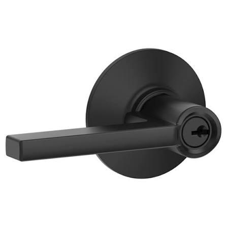 Schlage Latitude Keyed Entry Door Lever – Matte Black (622)