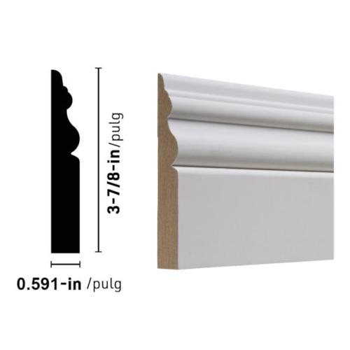 MDF Primed Colonial Base 3/8 x 3.7/8 x 8'