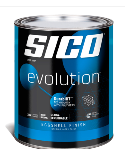 SICO Evolution Interior Paint & Primer – Eggshell Finish, Base 2, 3.78 L