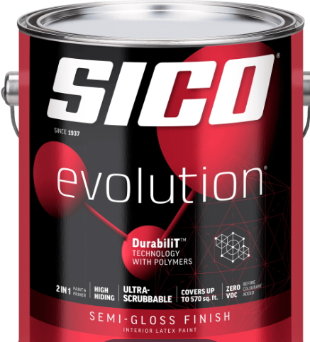 SICO Evolution Interior Paint & Primer – Semi-Gloss Finish, Base 1, 3.78 L