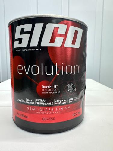 SICO Evolution Interior Paint & Primer – Semi-Gloss Finish, Pure White, 946 mL