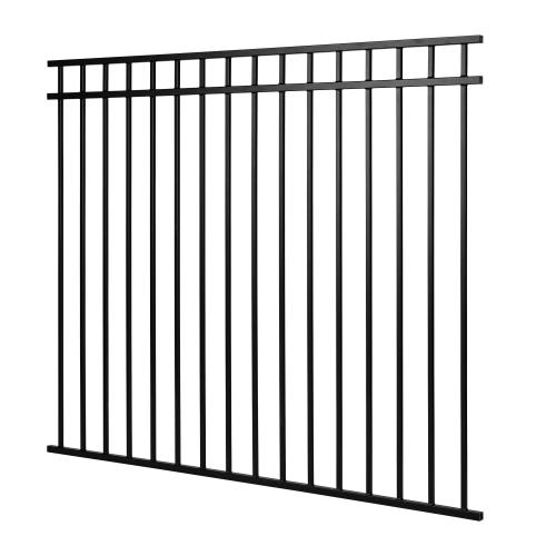 Nuvo Iron Coral Textured Black Steel Fence Panel with 6 Brackets – 72" W x 60" H