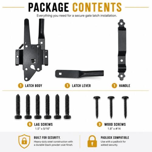NUVO IRON Deluxe Traditional Post Latch | Black Galvanized Steel