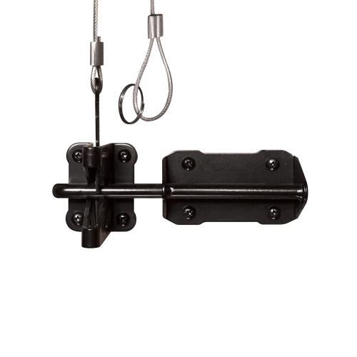 Nuvo Iron 10" Heavy Duty Latch and Catch with Cable & Ring | Black Galvanized Steel