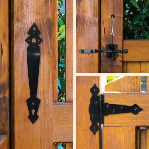 Nuvo Iron Heavy Duty Decorative Gate Combo Kit | Black Galvanized Steel