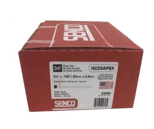 3-1/4" X .131 34 DEG Senco Paper Tape Smooth Shank Clipped Head Nails