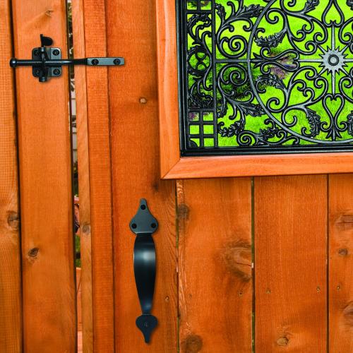 Nuvo Iron Spring-Loaded Latch and Catch with Cable & Ring | Black Galvanized Steel