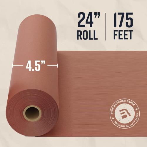 Pitmasters Choice Butcher Paper 24" x 175' – Food-Grade Pink BBQ Wrapping Paper