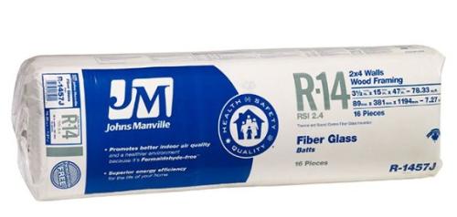 R14-15 Johns Manville (JM) Fiberglass Insulation Batt – 78.33 sq. ft. Coverage