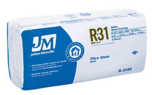 R31 Johns Manville Fiberglass Insulation Batt – 64 sq. ft. Coverage