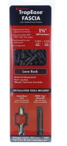 TrapEase 1-3/4" Fascia Screws – Lava Rock – 100 Linear Feet