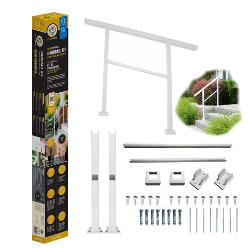 Nuvo Iron Handrail Kit | 2-3 Step Aluminum Stoop Railing – White