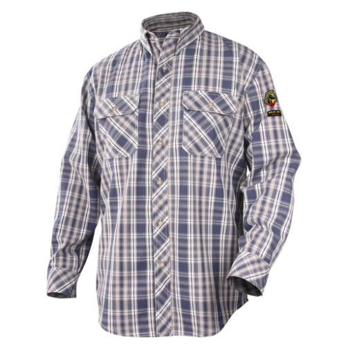 7oz AR/FR Cotton Work Shirt, Blue Plaid
