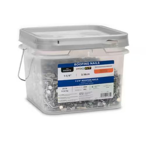 ProFIT 0132079 Hand Drive Roofing Nail, 1-1/4 in L, Flat Head, 11 ga, Steel, Electro-Galvanized Alt #1