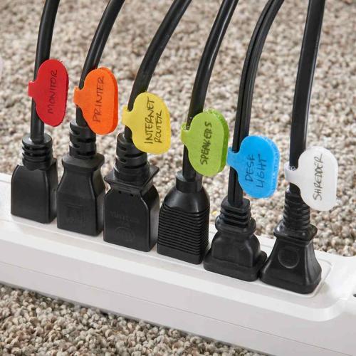 Cable Labels, 1.2 in x 0.63 in, Nylon, Assorted Colors, 12-Pack Alt #2