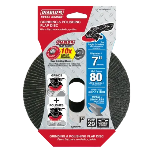 T09405 7 in Steel Demon Flap Disc  Packaging