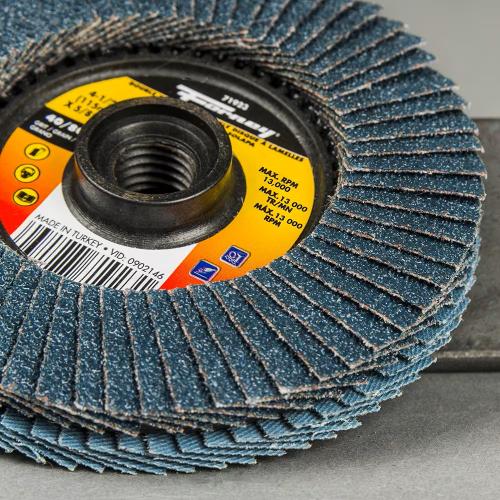 71923 4-1/2 in Double-Sided Flap Disc Forney Close Up View