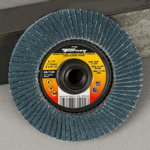 71924 4-1/2 in Double-Sided Flap Disc Forney Close Up View