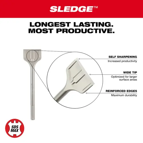 3 in W x 12 in L SDS Max SLEDGE Scaling Chisel Specs Alt #3