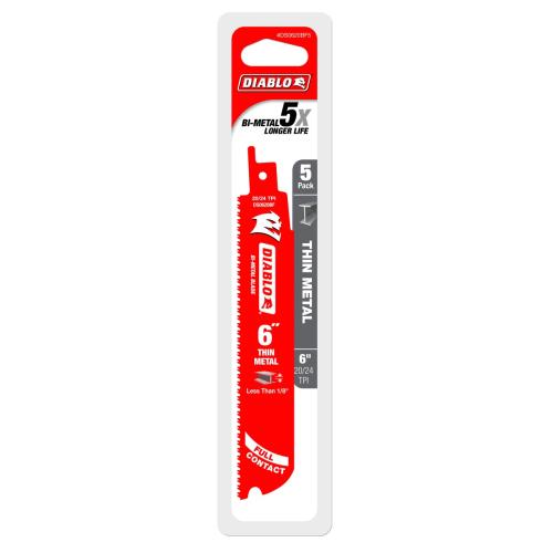 6 in. Bi-Metal Recip Blade for Thin Metal (Less than 1/8 in.) (5-Pack)