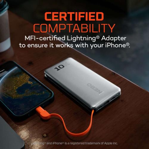10K Power Bank IC, 10000 mAh, Integrated Cables Alt #3