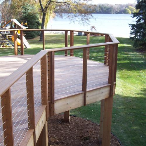 Wood Posts Cable Railing Deck R6350 View #2