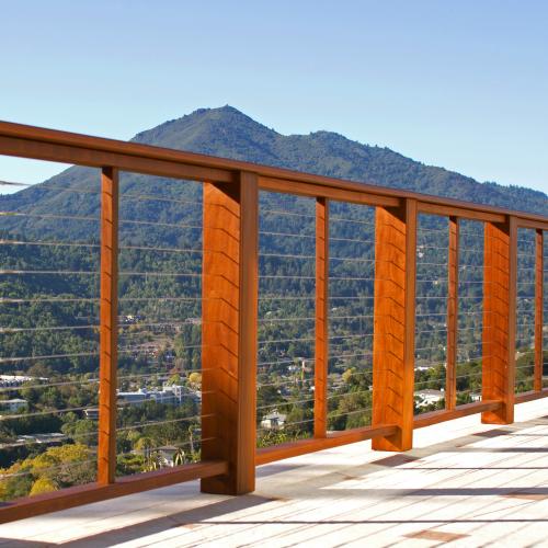 Wood Posts Cable Railing Deck R6330 View #2