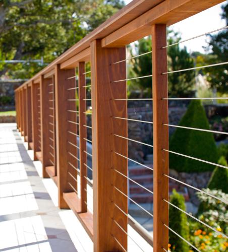Wood Posts Cable Railing Deck Closeup R6305 View #3