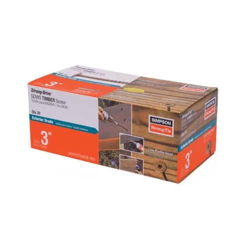 Simpson Strong-Tie Strong-Drive SDWS SDWS22300DB-R50 Timber Screw, 3 in L, Serrated Thread, Washer Head, Steel, Tan Alt #1