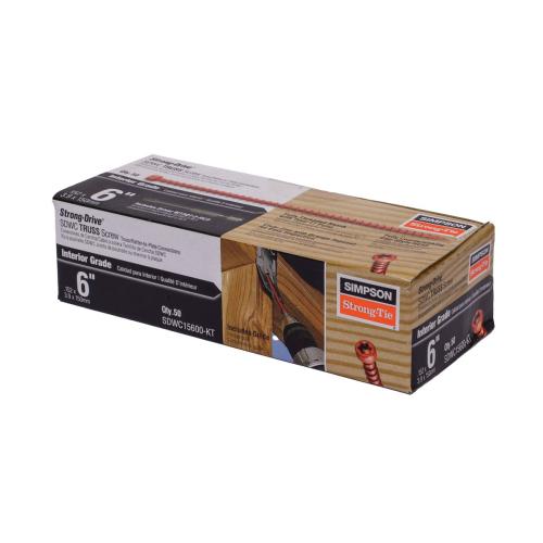 Simpson Strong-Tie Strong-Drive SDWC SDWC15600-KT Truss Screw Kit, 6 in L, Cap Head, 6-Lobe Drive, Type-17 Point, Orange Alt #1