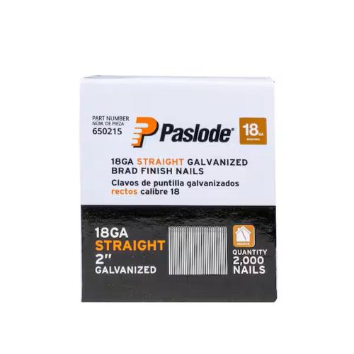 Paslode 650215 Nail, 2 in L, 18 ga Gauge, Steel, Galvanized, Brad, T-Style Head, Smooth Shank Alt #1