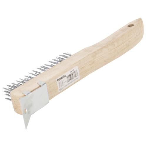 ProSource TGE-WB416 Wire Brush with Scraper, 4-1/2 in L Brush, 3/4 in W Brush, Zinc Bristle, 1-3/4 in L Trim Alt #1