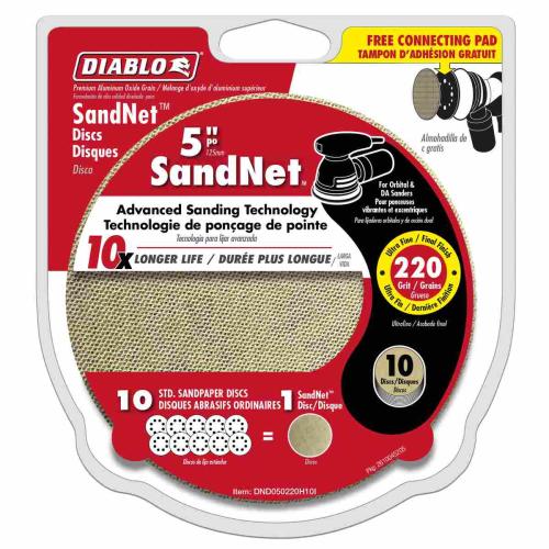 5 in. 220 Grit (Ultra Fine) SandNET\u2122 Discs with Connection Pad (10-Pack) Alt #1