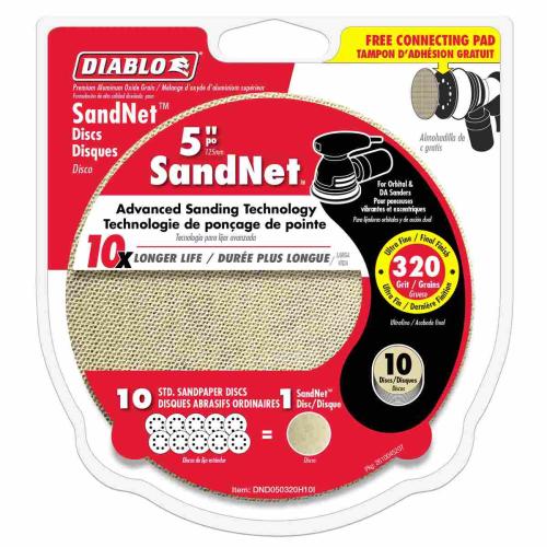 5 in. 320 Grit (Ultra Fine) SandNET\u2122 Discs with Connection Pad (10-Pack) Alt #1