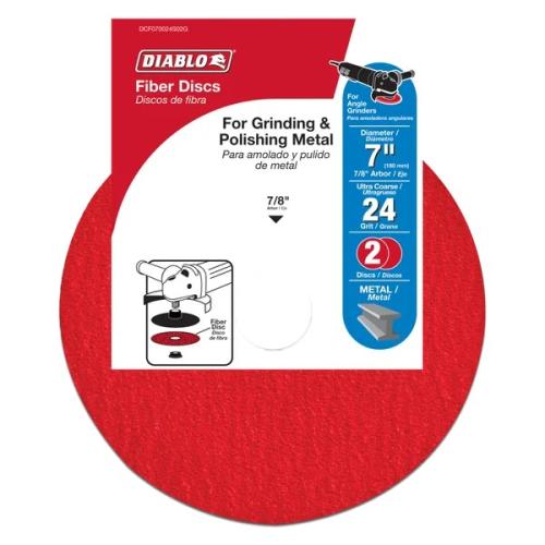 T09397 7 in Aluminum Oxide Fiber Discs 24 Grit Package
