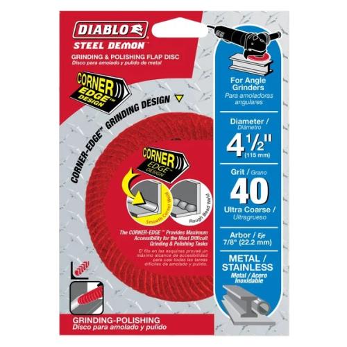 T09404 4-1/2 in Steel Demon Corner-Edge Flap Disc 40 Grit Package