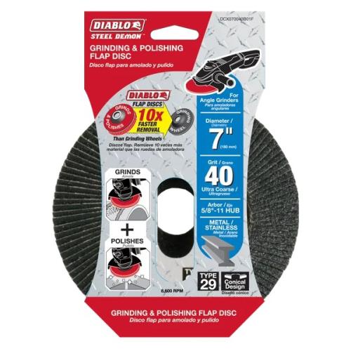 T09407 Steel Demon Flap Disc 7 in 40 Grit Packaging