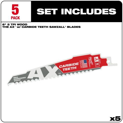 6" Carbide Ax 5Pk Sawzall Blade Alt #4
