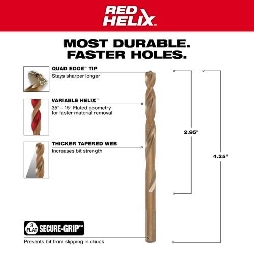 9/32" Drill Bit Cobalt Red Helix Alt #1