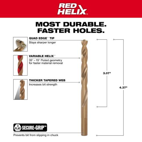 5/16" Drill Bit Cobalt Red Helix Alt #2