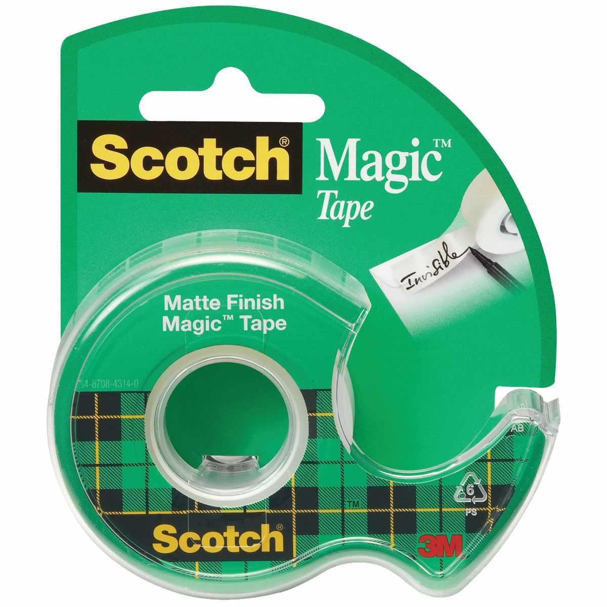 Scotch 105 Office Tape, 300 in L, 3/4 in W, Plastic Backing
