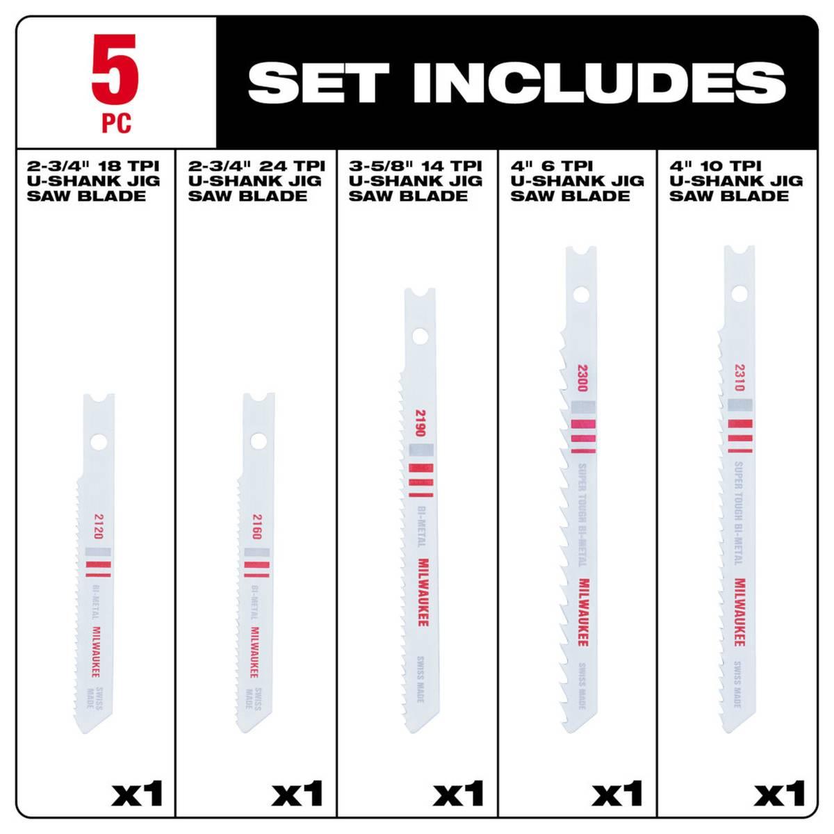4" 10Tpi U-Shank Multi-MaterialBi-Metal Jig Saw Blades 5Pk combo photo Alt #5